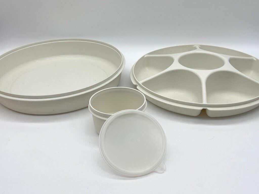 TUPPERWARE Serving Center 6-Part Divided Party Veggie Snack & Dip Tray 1665 1667