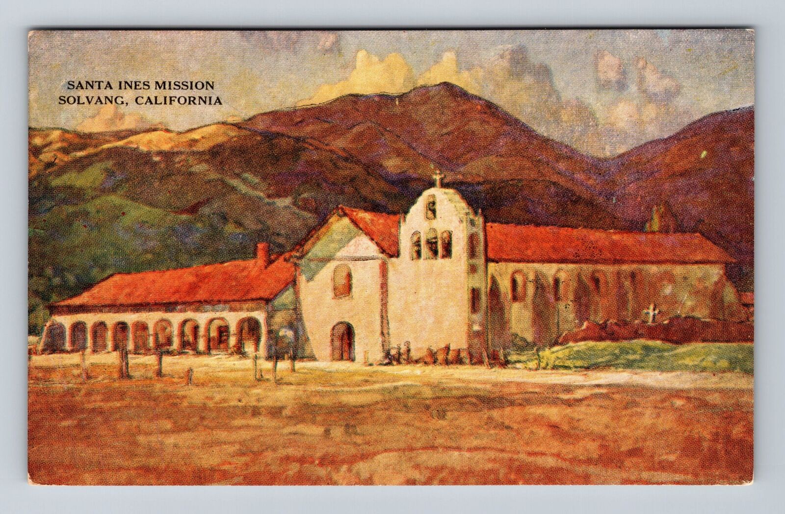Solvang CA- California, Santa Ines Mission, Antique, Vintage Postcard