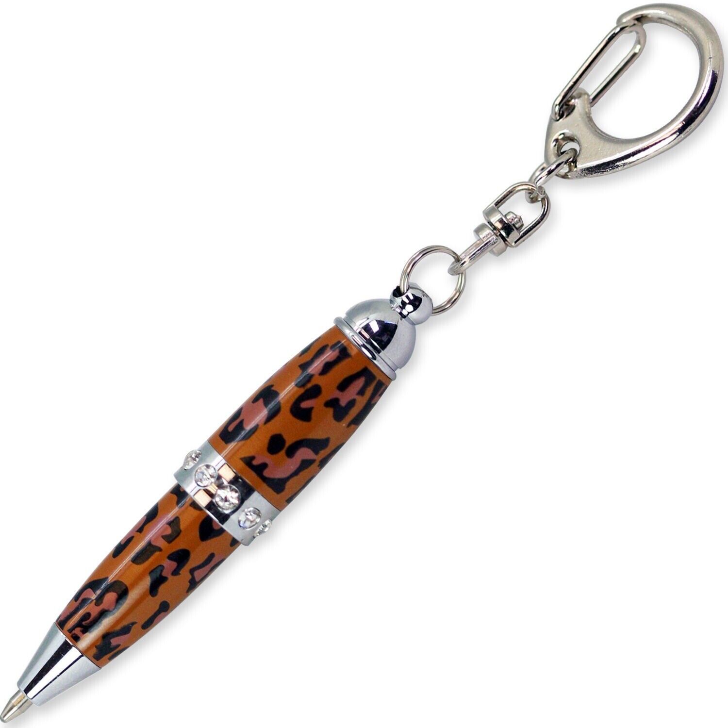 Padrino Pixie Leopard Print Crystal Keychain Carabiner Ballpoint Pen