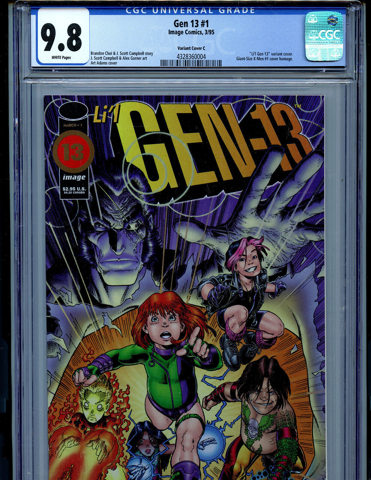 Gen 13 #1 CGC 9.8 Li\'l Gen 13 Cover C 1995 X-Men Homage Image Amricons K76