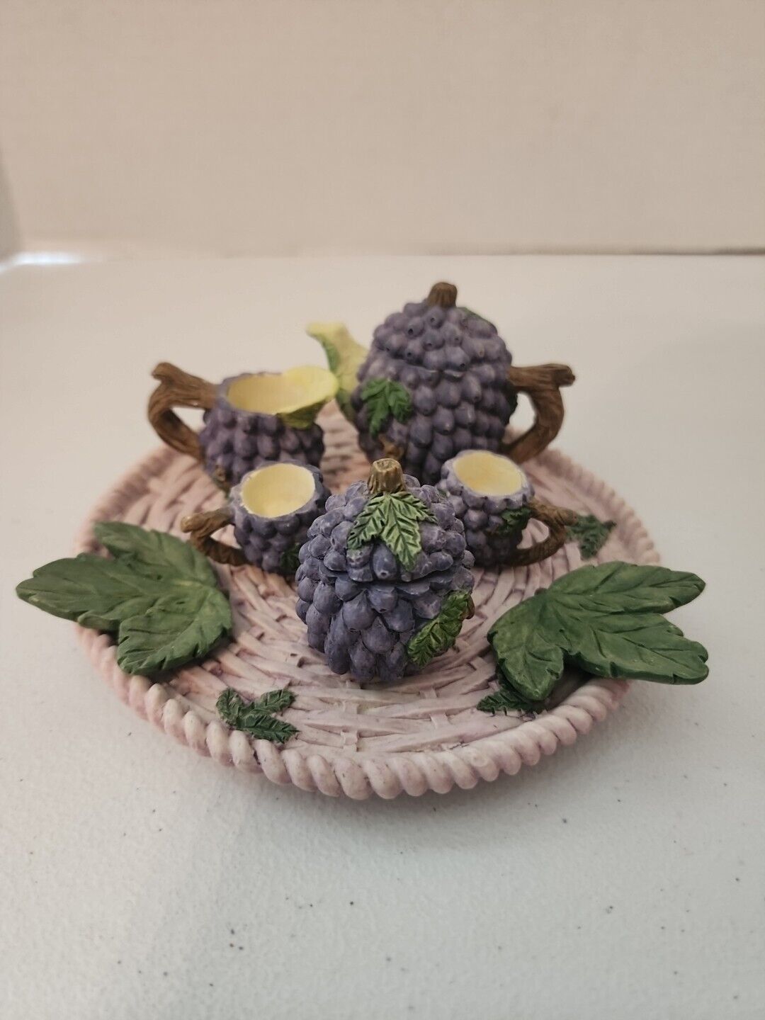 1995 Young’s Miniature ResinTea Pot Set Grapes 10 pieces 