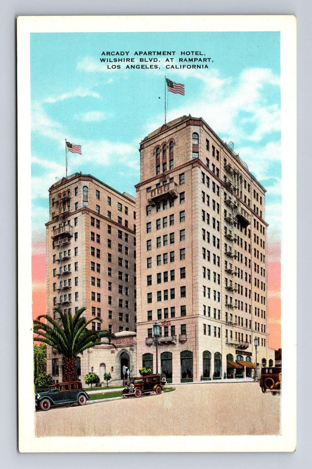 Los Angeles CA-California, Arcady Apt Hotel, Advert, Antique Vintage Postcard