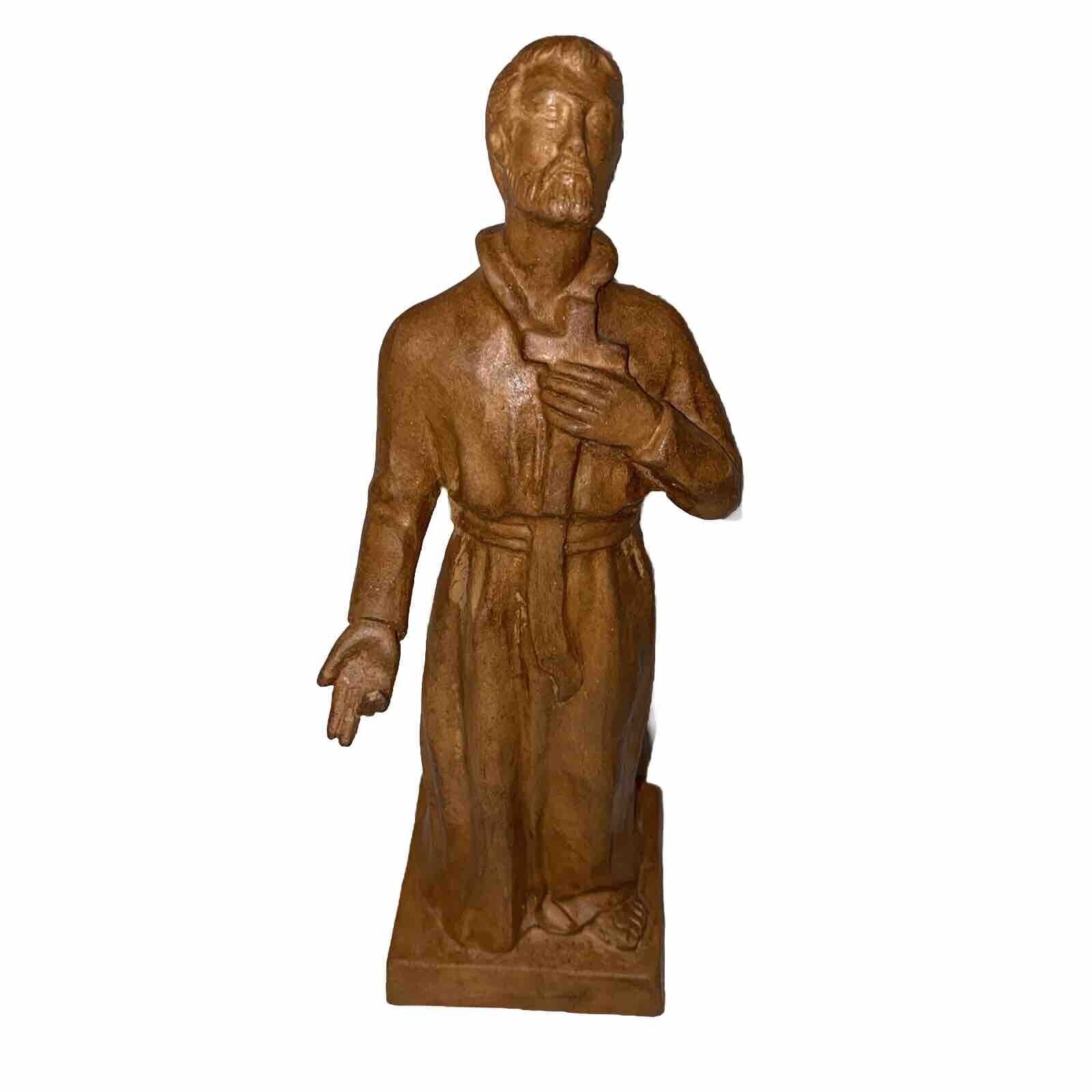 St. Saint Francis of Assisi Patron Saint Terracotta Statue 8.5” made in Spain
