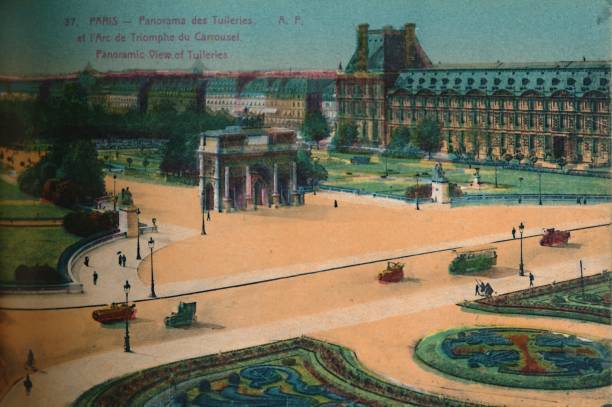 Panaromic view of the Tuileries and the Arc de Triomphe du Carrousel - Old Photo