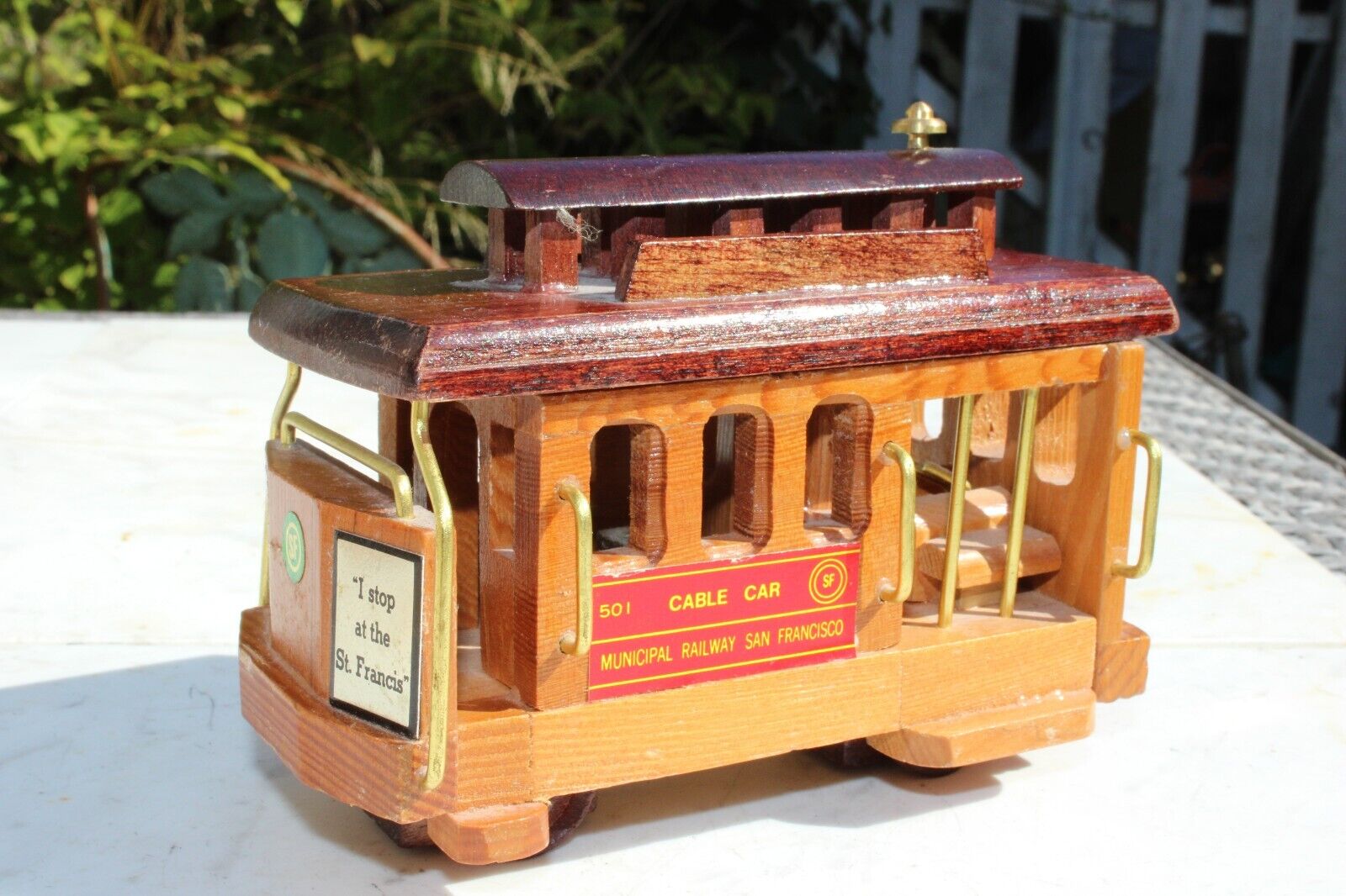 Wooden San Francisco 501 Cable Car Music Box Trolley PLAYS MUSIC
