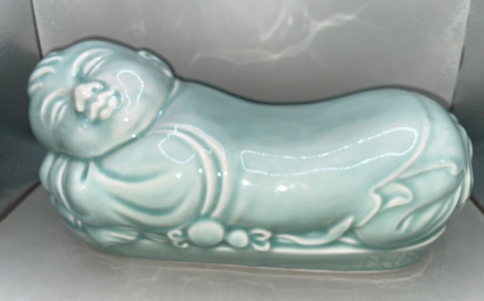 Vintage Chinese Porcelain Ding Kiln Celadon Glaze Fuwa Pillow 2’ Boy Opium Den