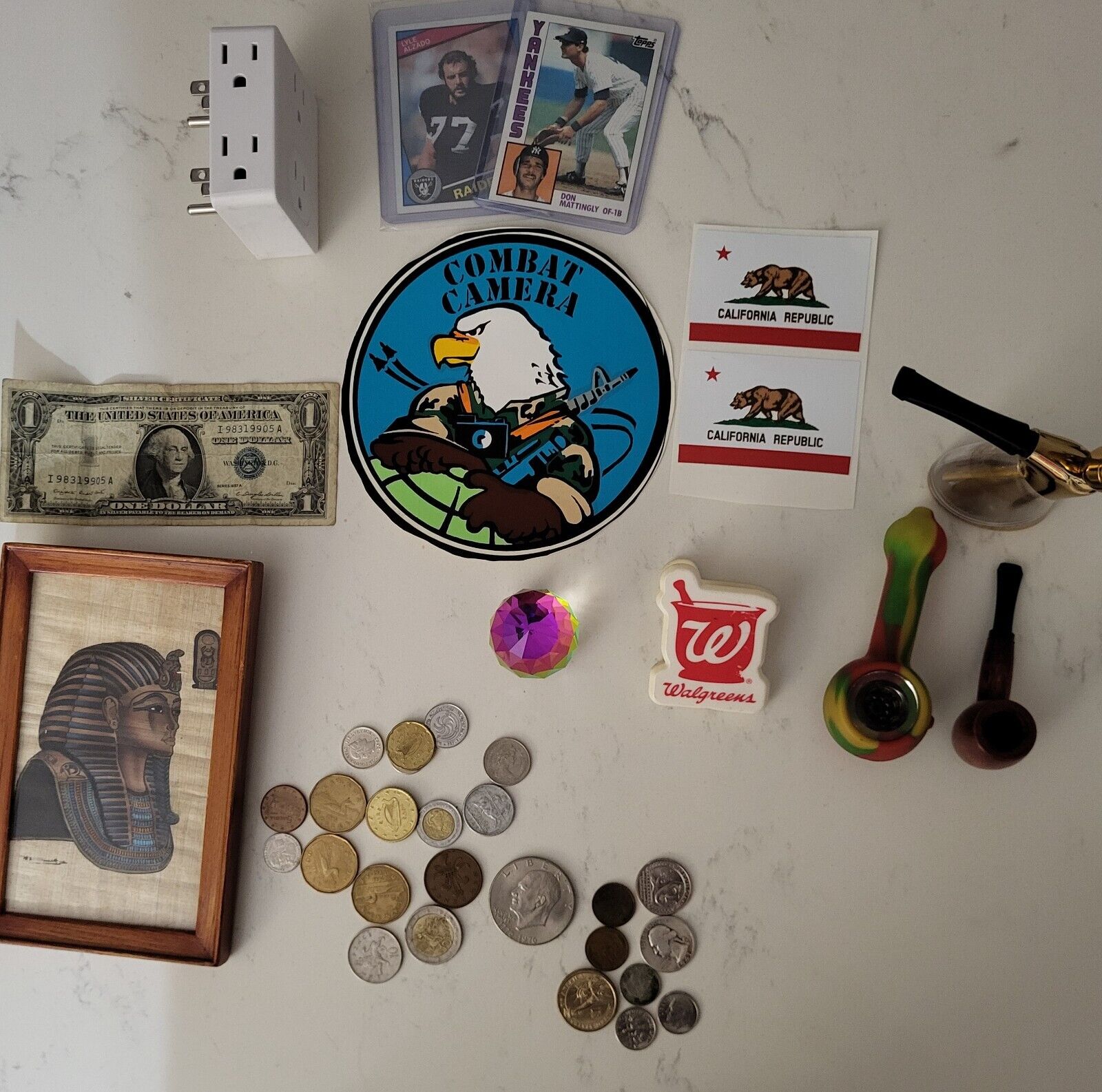  Junk Drawer lot coins, sports cards, vintage 