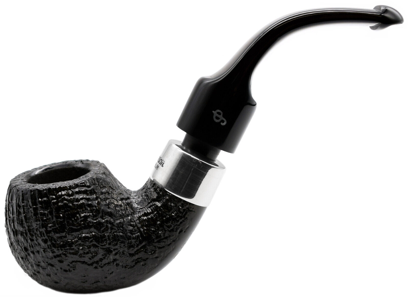 Peterson Deluxe System Sandblast Silver Mounted Medium Bent Apple Pipe (3s-a)