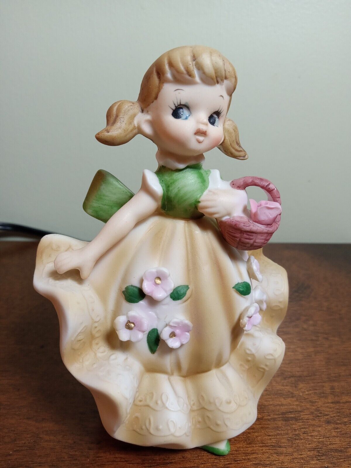 Vtg Lefton Japan Bisque Porcelain Bloomer Girl Figurine