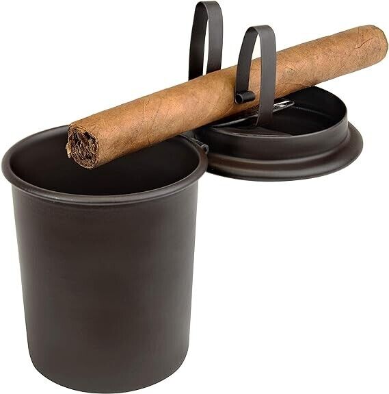 Stinky Cigar Car Ashtray, Spring Clip Holds All Cigar Sizes, Brown