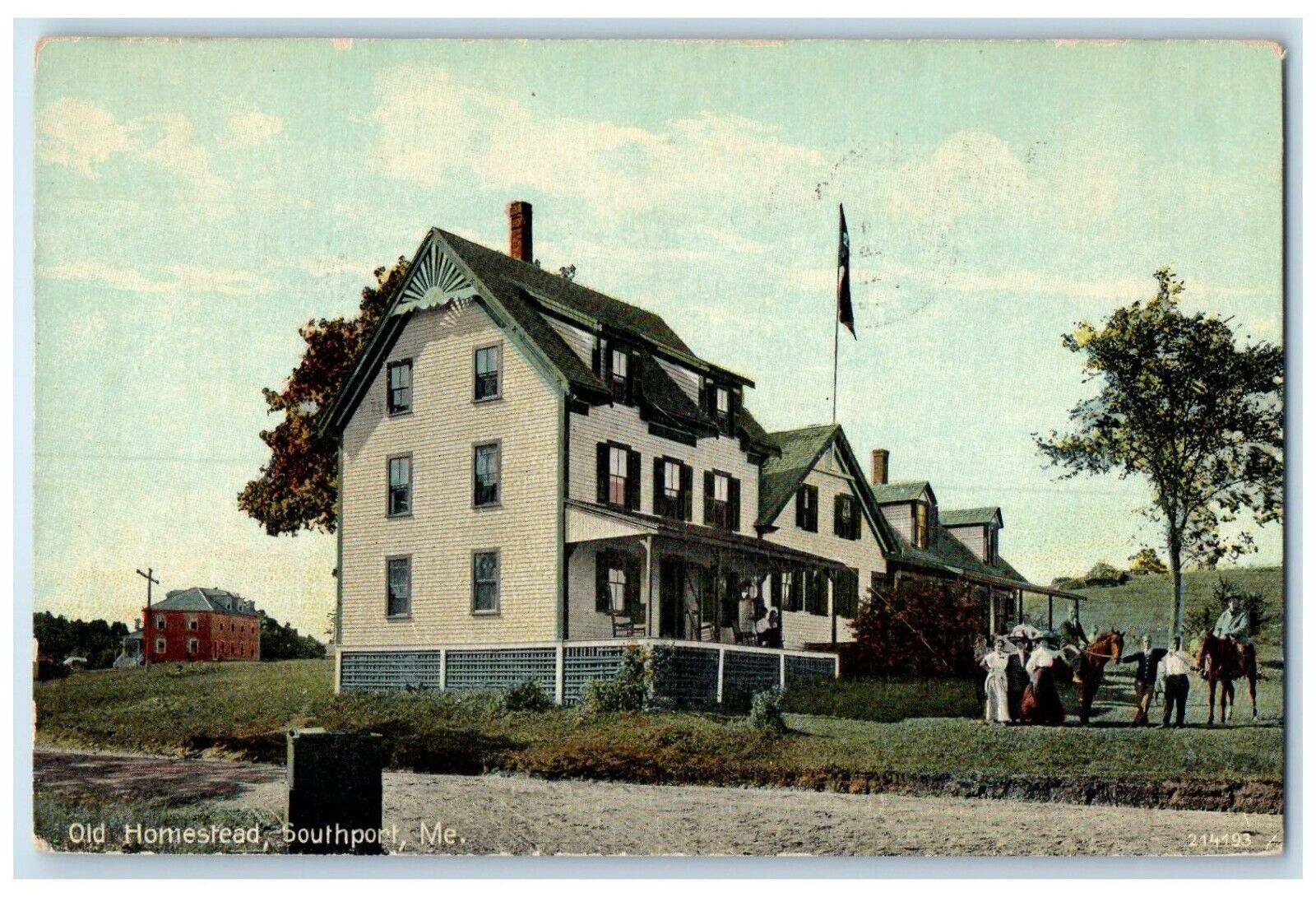 1941 Old Homestead Exterior House Horse Southport Maine Vintage Antique Postcard