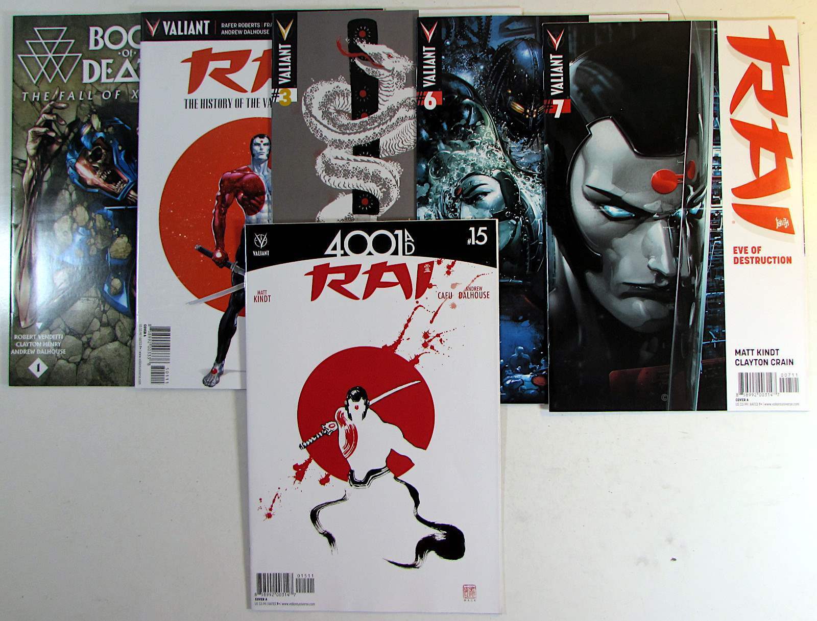 Rai Lot 6 #3,6,7,15,History 1,Book Death Fall X-O 1b Valiant 2014 Comics