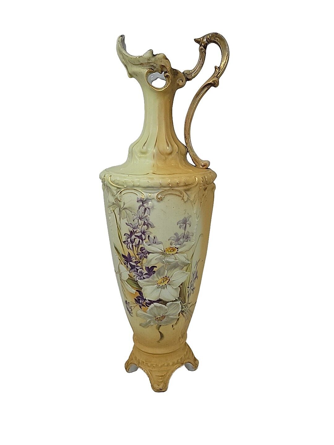 Robert Hanke RH Austria Ewer Vase Porcelain Floral Design 16 1/2\