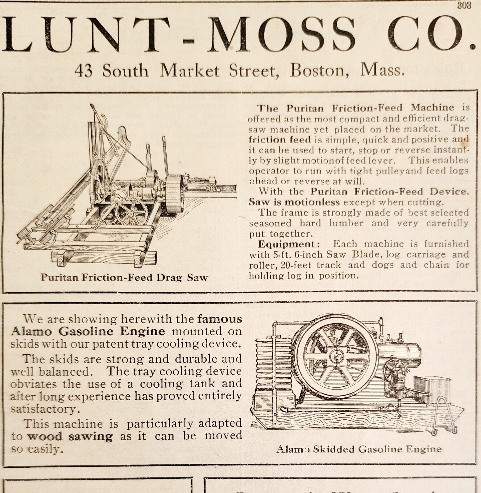 Lunt Moss Engines Saws Industrial Goods 1910 Advertisement Boston ADBN1eee