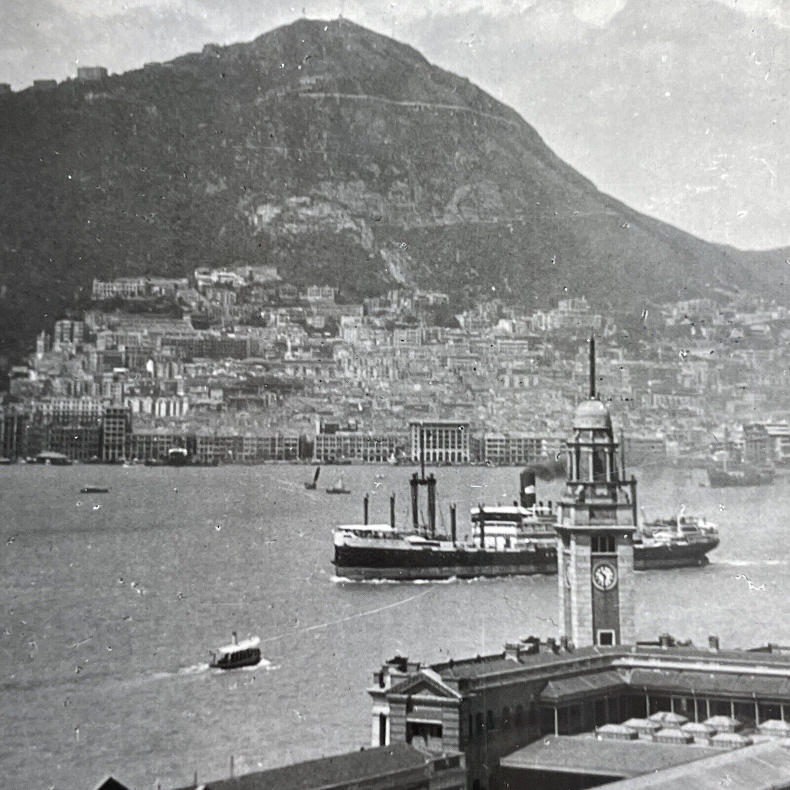 Antique 1924 Hong Kong City Coastal View Stereoview Photo Card P980