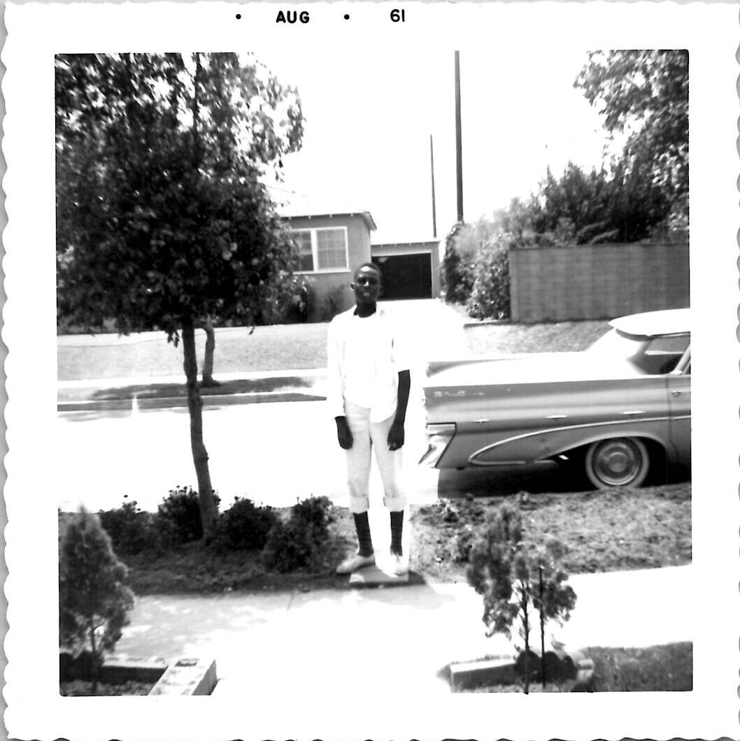 African American Teenager Boy Classic Car Black Americana 1960s Vintage Photo