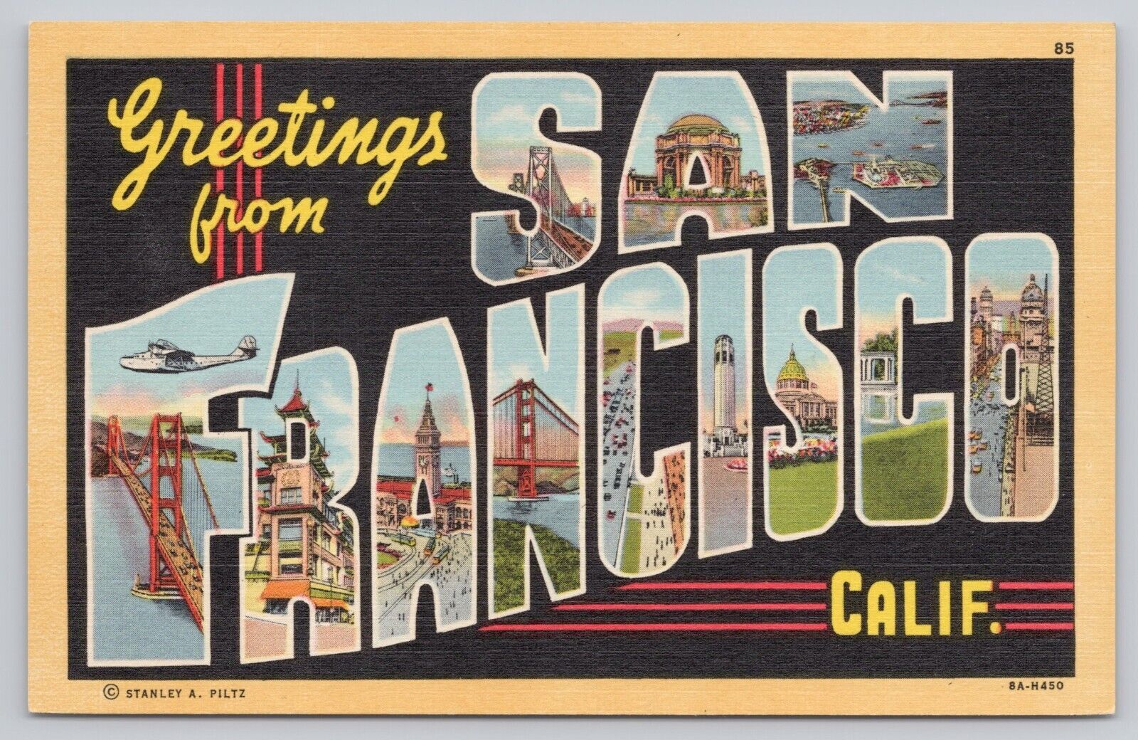 San Francisco California, Large Letter Greetings, Vintage Postcard
