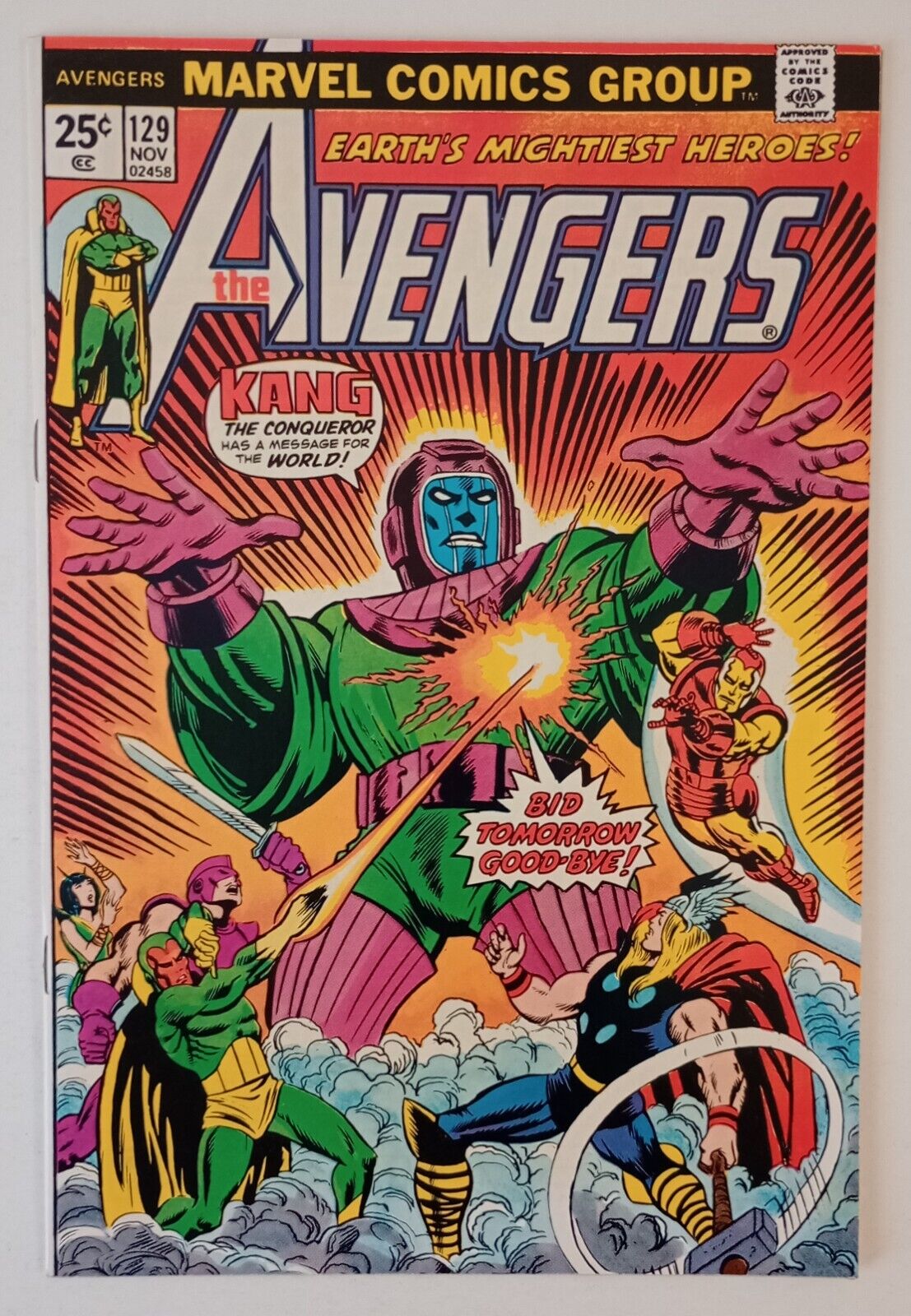 Avengers #129 (Bid Tomorrow Goodbye/Kang) Key 1974