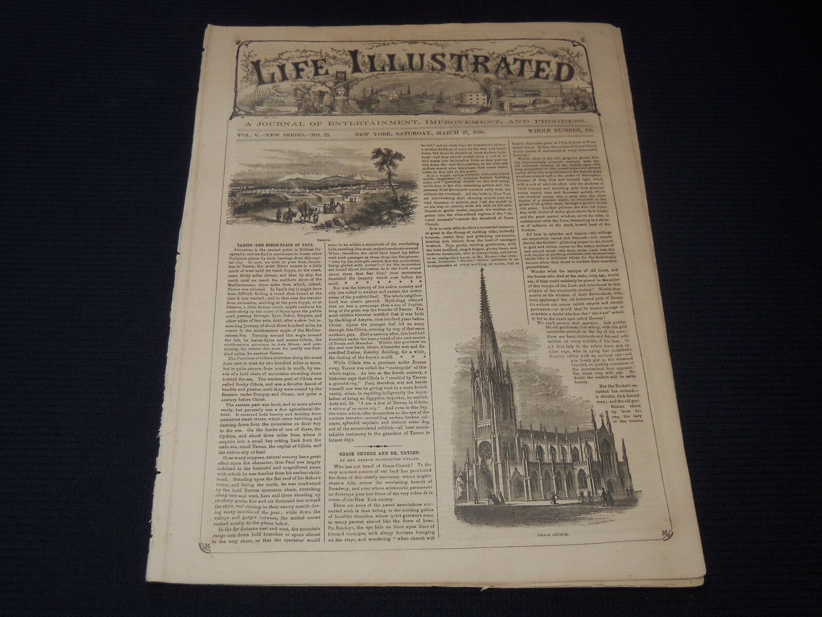 1858 MARCH 27 LIFE ILLUSTRATED NEWSPAPER - TARSUS - BIRTH - NP 5893