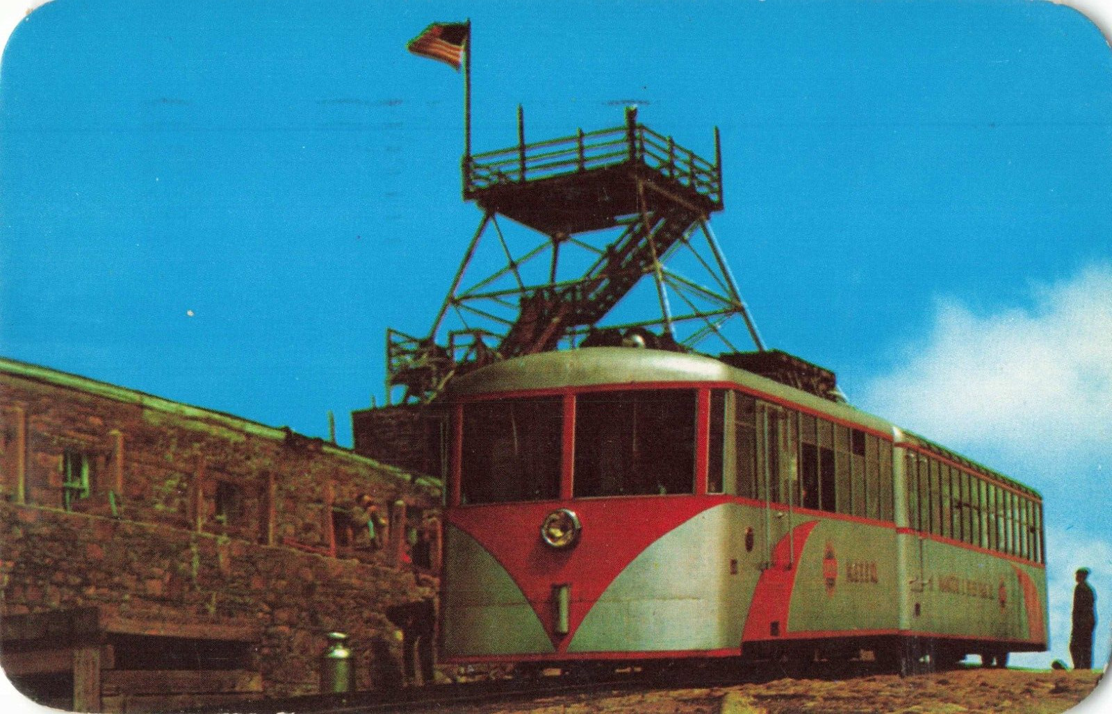 Pikes Peak Colorado, Streamline Cog Train at Summit, Vintage Postcard