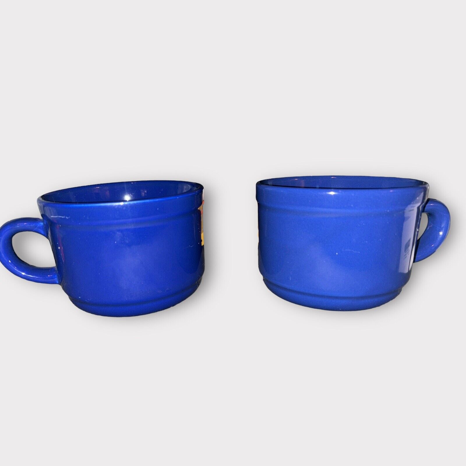 Set Of 2 Navy Blue Oversized 24oz Ceramic Soup Mug