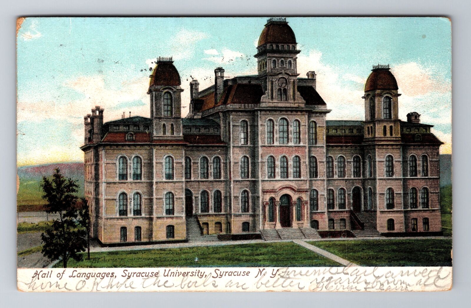 Syracuse University NY-New York, Hall Of Languages, Vintage c1907 Postcard