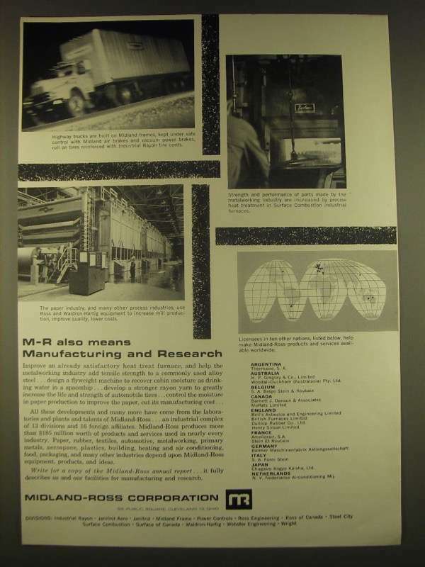1963 Midland-Ross Corporation Ad - M-R also means manufacturing and research