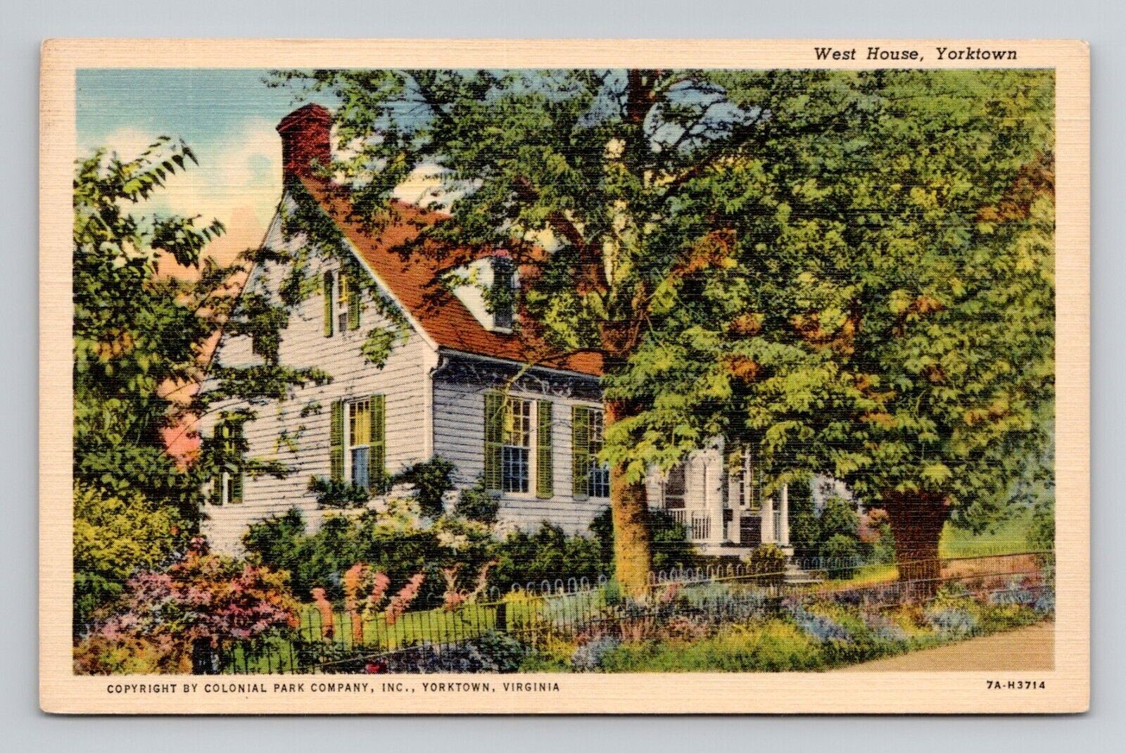 Postcard West House in Yorktown Virginia VA, Vintage Linen N12