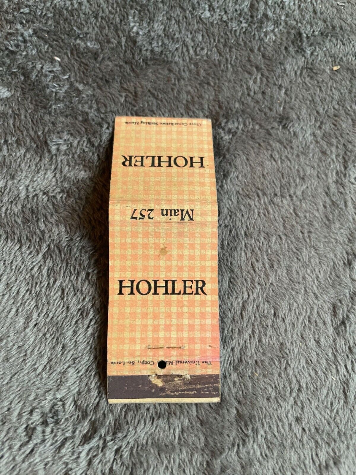 38H Vintage Matchbook Cover HOHLER FURNACE & SHEET METAL CO Sandusky Ohio