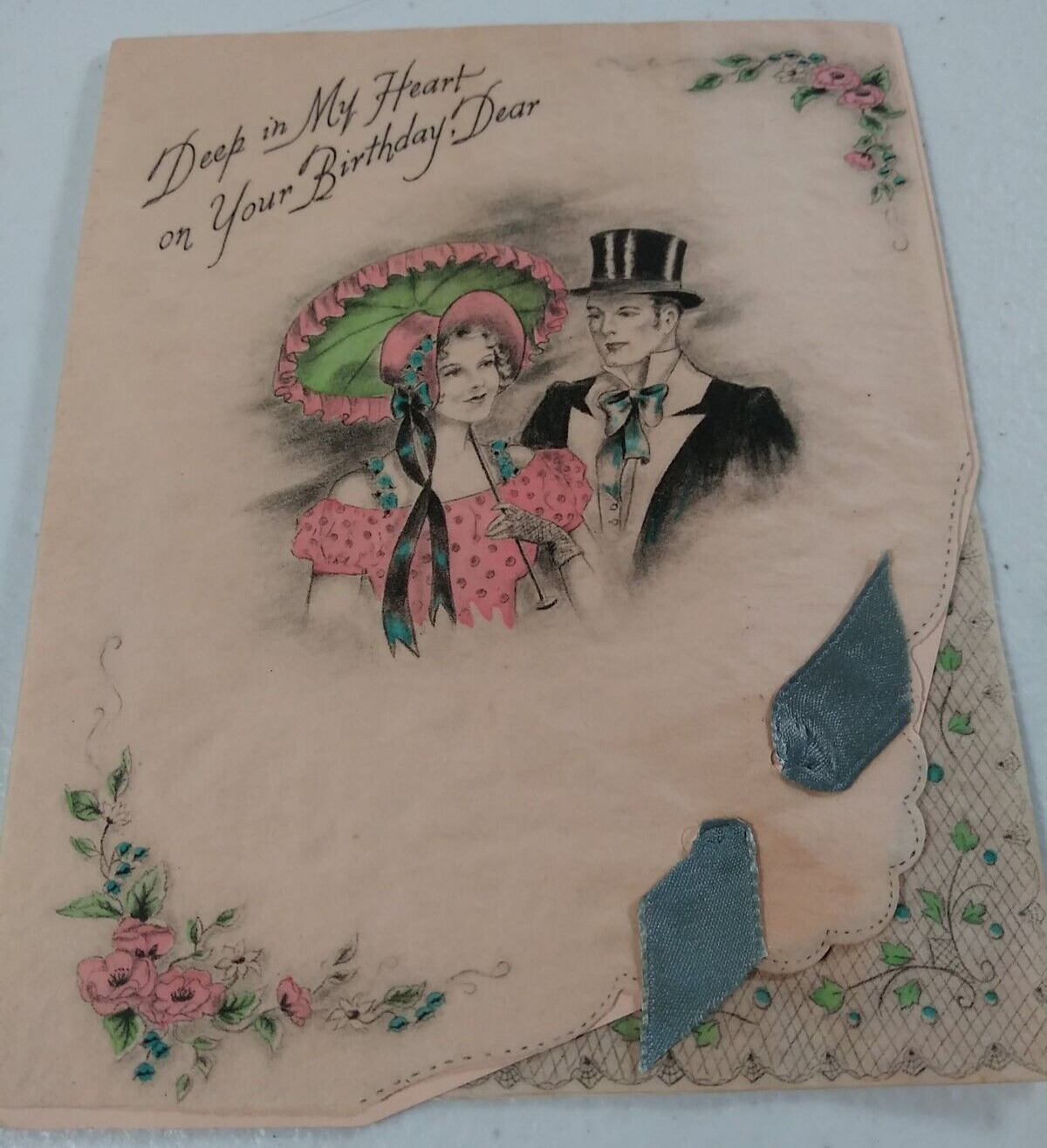 Happy Birthday Greeting Card 4x5.5 Multicolor 1934 Couple Scrapbook Craft Supply