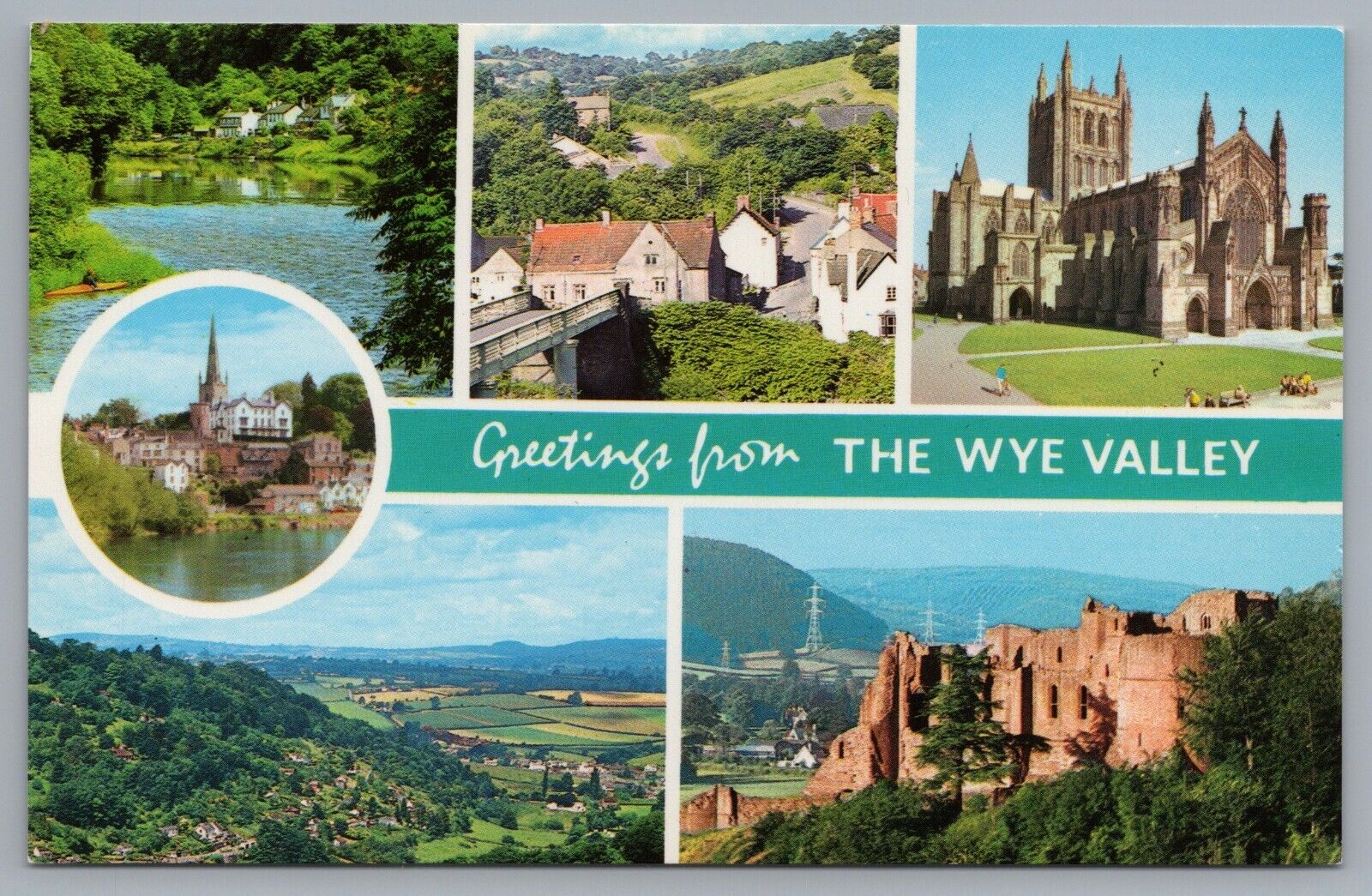 Greetings From The Wye Valley Multi-View UK Postcard