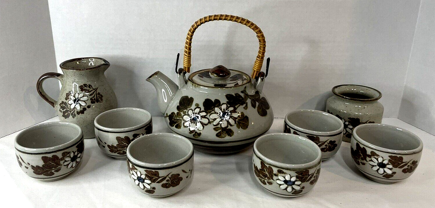 Vintage Mid-Century  Japanese Happu Folkware Otagiri Stoneware Tea Set