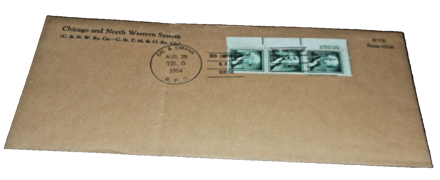 1954 C&NW CHICAGO & NORTH WESTERN 90th ANNIVERSARY RAILWAY POST OFFICE ENVELOPE