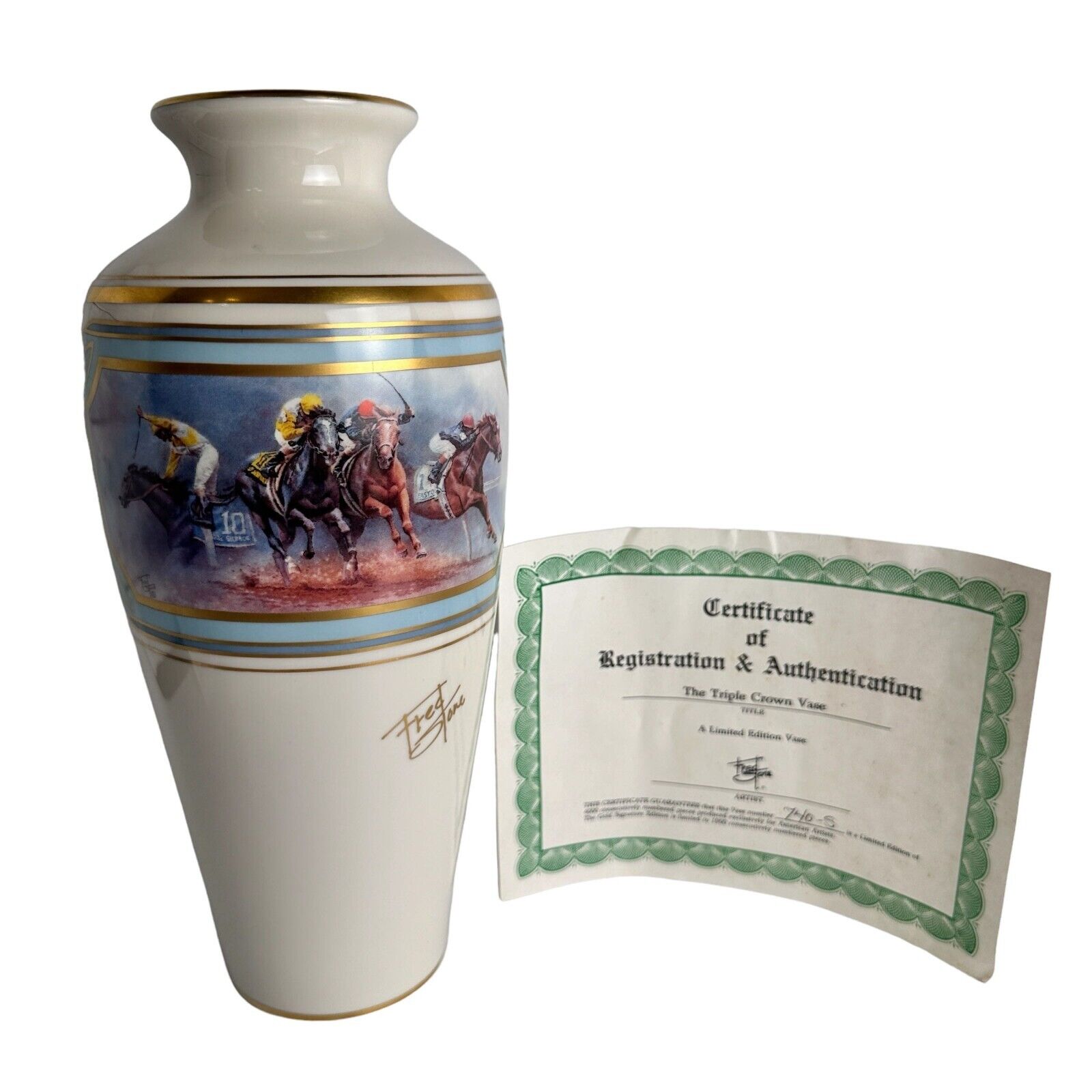 Fred Stone Triple Crown Pickard Limited Vase No 740 of 1900 Horse Scene Artist