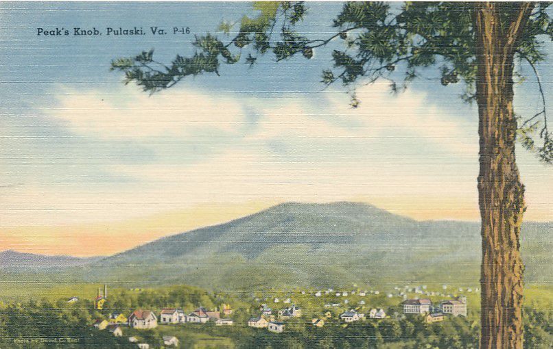 Peaks Knob Mountain above Village of Pulaski VA, Virginia - Linen