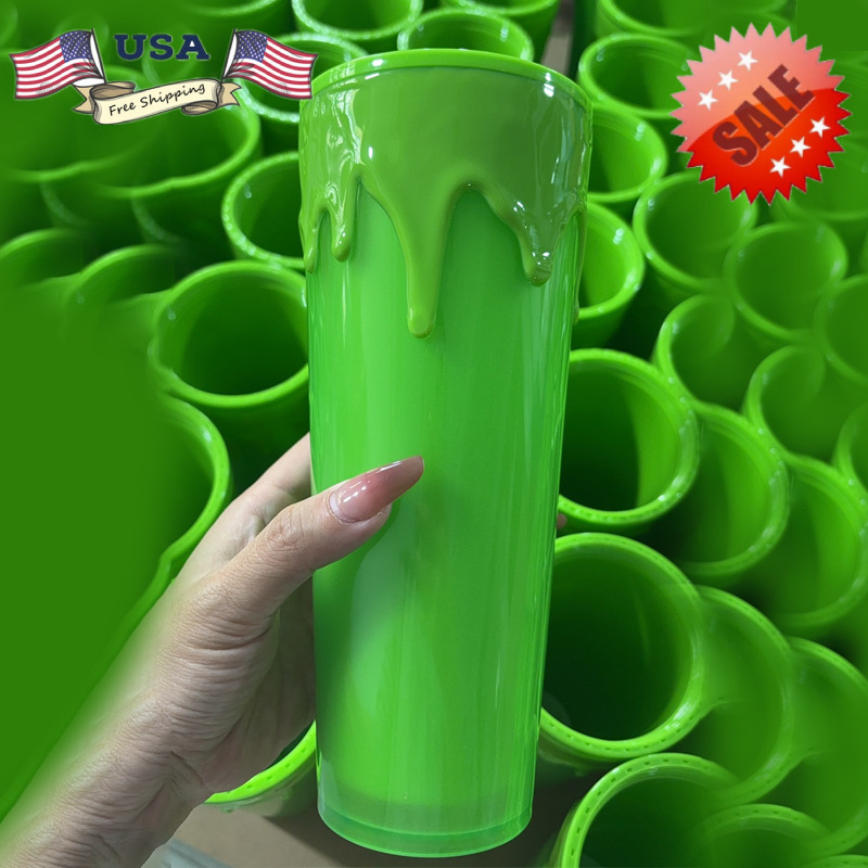 2023 Halloween Slime Green Glow in the Dark Tumbler Cup 24oz US~'