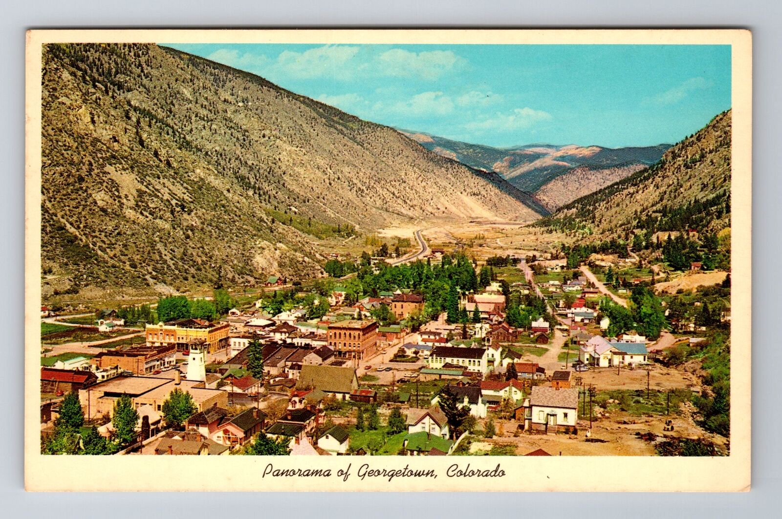 Georgetown CO-Colorado, Panorama Mountain Town View, Vintage Souvenir Postcard