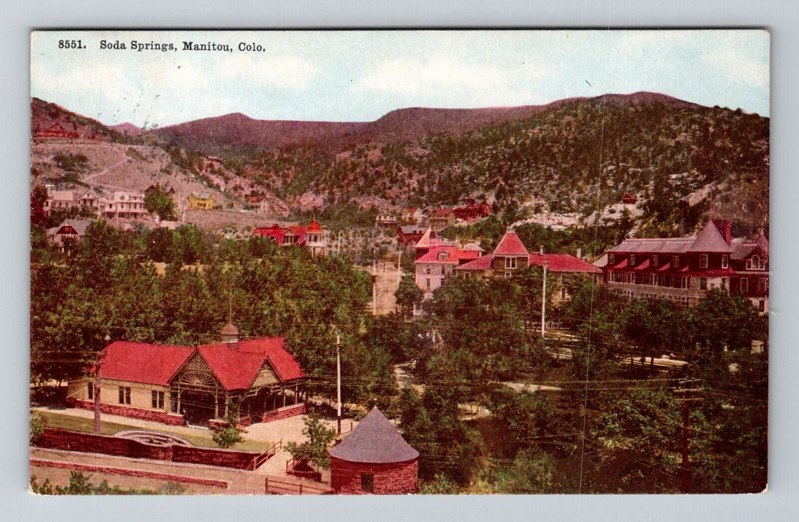Manitou CO-Colorado, Soda Springs, Aerial, Vintage c1910 Postcard