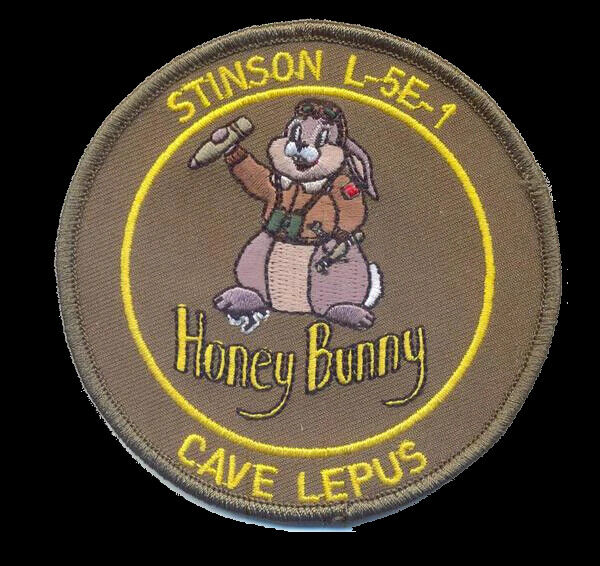 ARMY AIR FORCE HONEY BUNNY STINSON L-5E-1 CAVE LEPUS HOOK LOOP EMBROIDERED PATCH