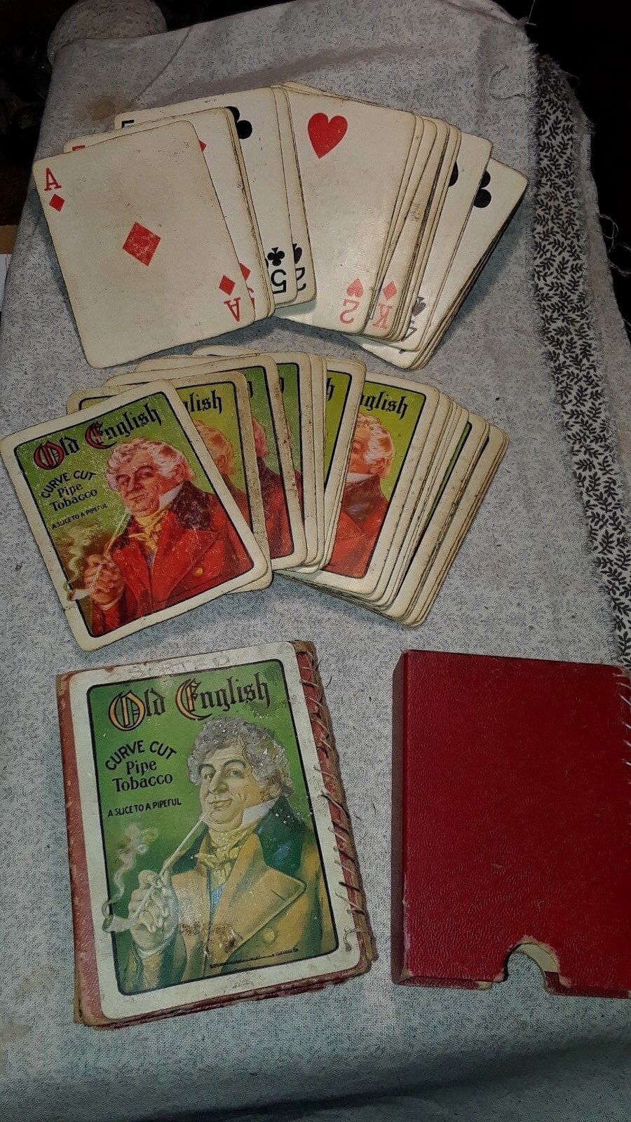 *SALE* c1902 Antique Curve Cut Tobacco Playing Cards w/box & 52 cards