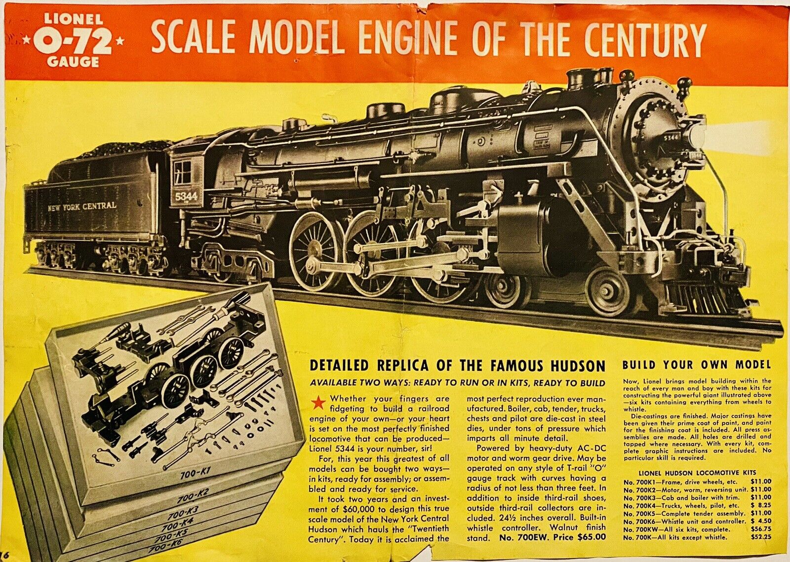 Vtg Print Ad 1942 Lionel O72 Model Railroad Engine 5344 Retro Train Room Decor