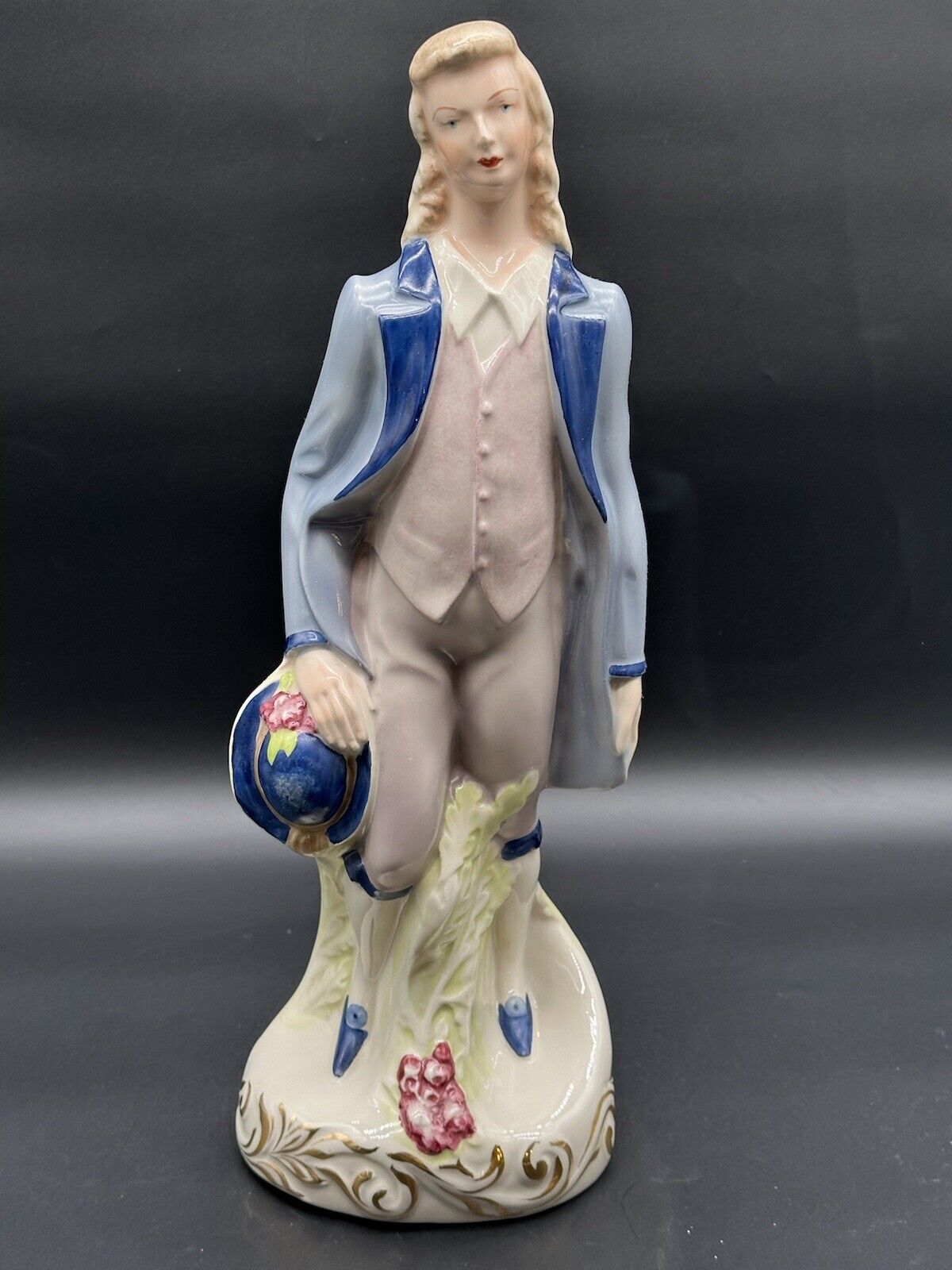 1940s Cordey French Rococo Man Porcelain Figure Vintage Rare 16”