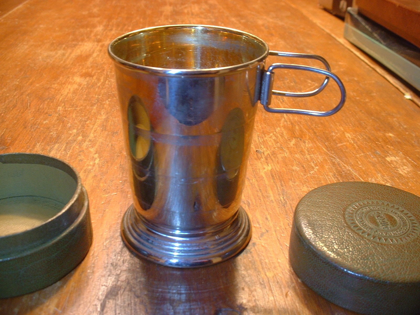 RARE 1930\'s The Home Insurance Co. Telescoping Cup With Gold Plated Interior