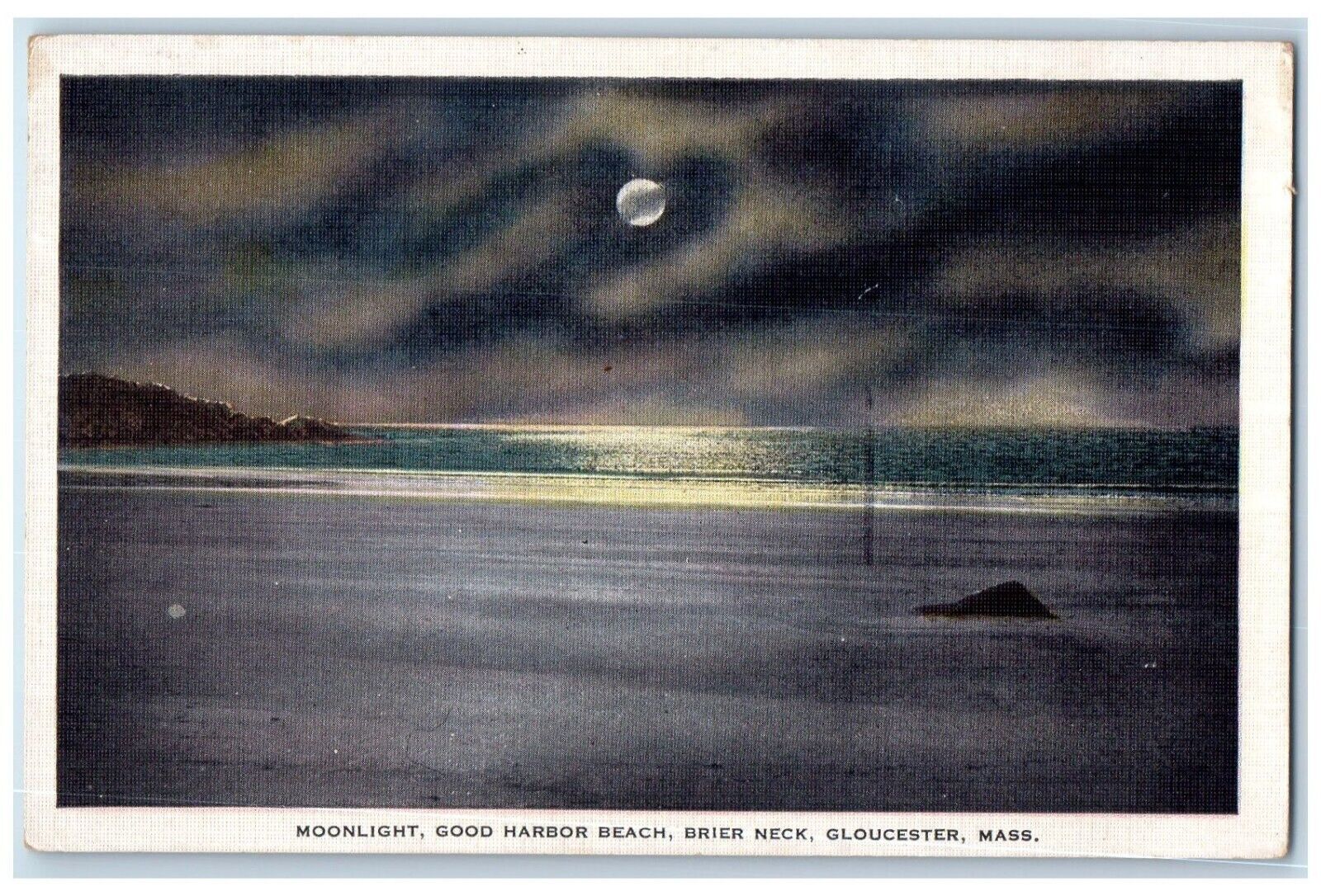 c1940 Moonlight Good Harbor Beach Brier Neck Gloucester Massachusetts Postcard