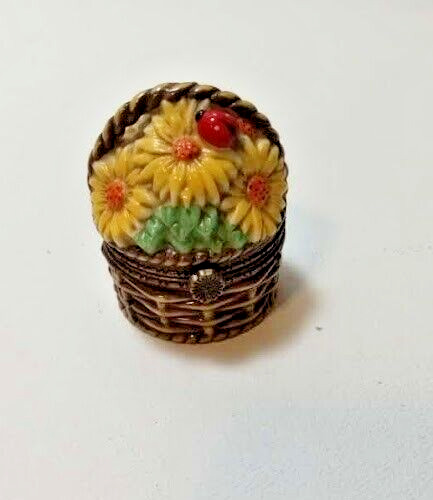“Sunflower Basket” National Home Gardening Club, Porcelain Trinket Box, PHB