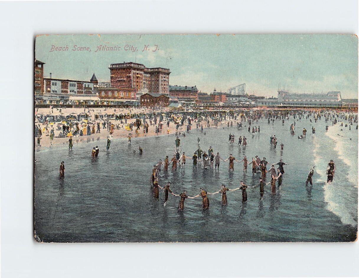 Postcard Beach Scene Atlantic City New Jersey USA