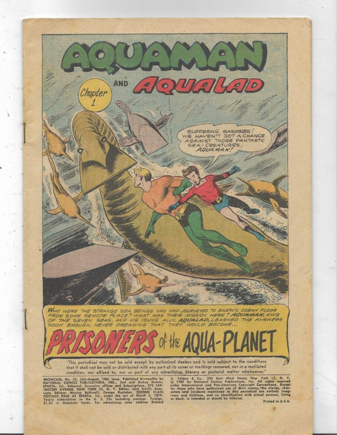 Aquaman Aqualad Prisoners of the Aqua-Planet No. 33 July-Aug 1961 Cover missing