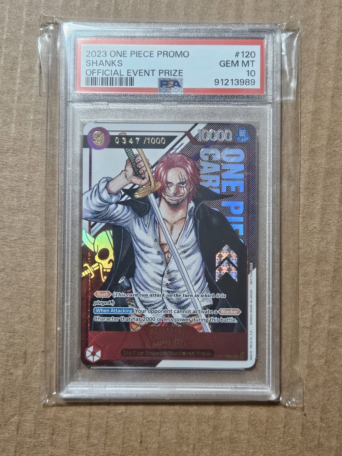 Serial Shanks Regional Championship Top Prize #120 One Piece Card PSA Authentic