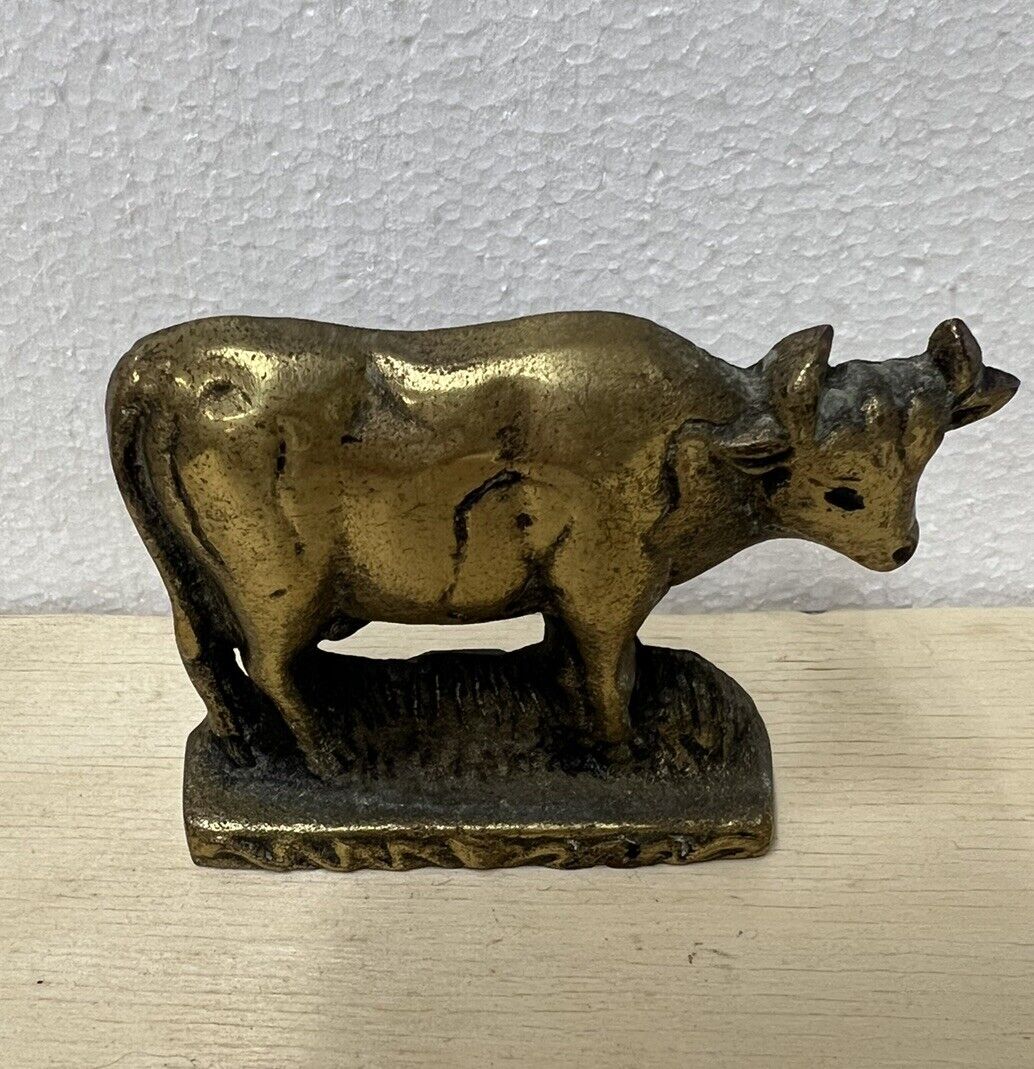 Vintage Brass Cow/Bull Stand Figurine