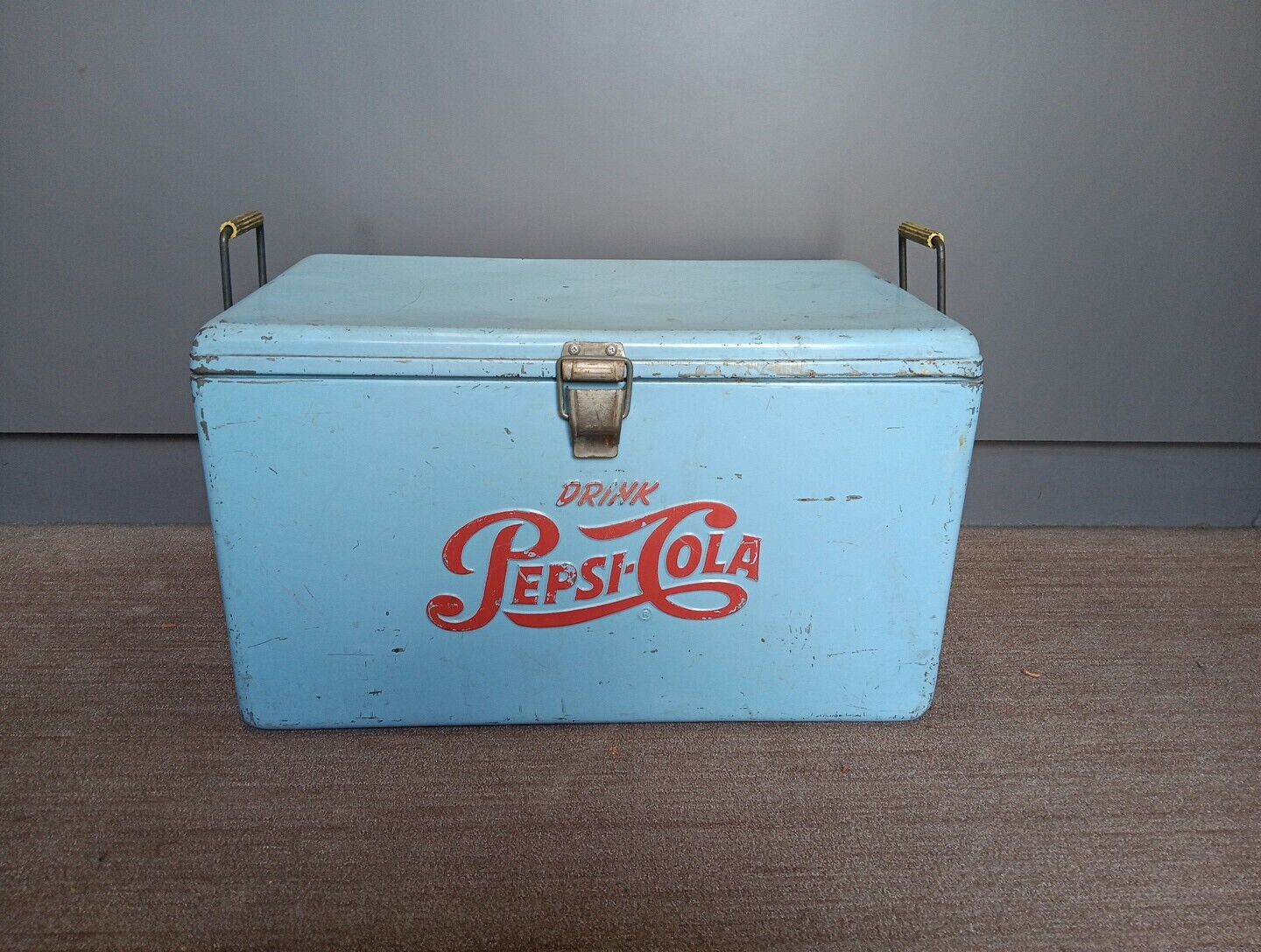 Rare Vintage Pepsi Cola Cooler With Tray Light blue 1940's～50's
